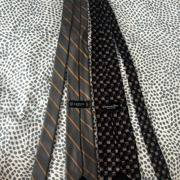 Designer vintage ties Christian Dior and Lanvin set of 2 - Picture 2 of 3